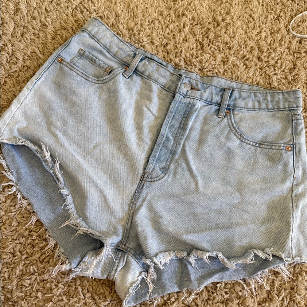 High Waisted mWild Fable Light Blue Frayed Jean Shorts